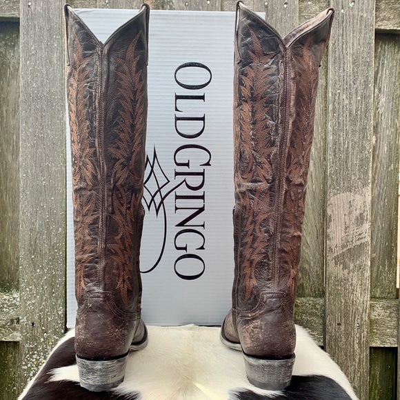 Sold OLD GRINGO NEW! Mayra 18” Tall Knee High Brown Cowgirl Western Boots, 7.5 - Picture 7 of 11